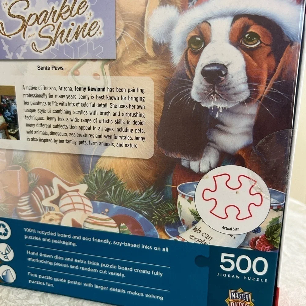NWT Masterpieces SPARKLE&SHINE Christmas Glitter Puzzles Santa Paws